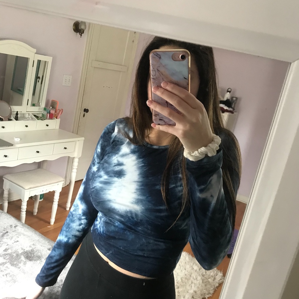 Blue Tie Dyed Crop Top